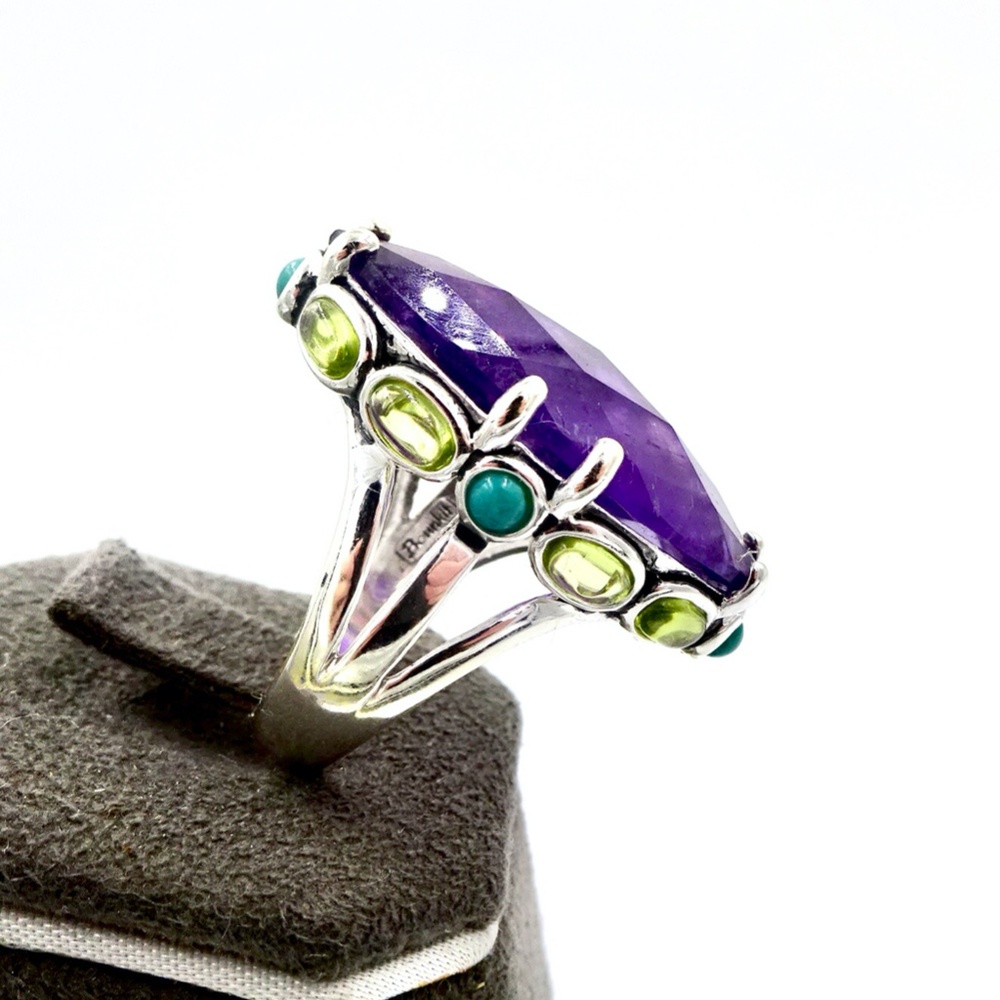BOUNKIT SILVER AMETHYST GEMSTONE RING Sz 8